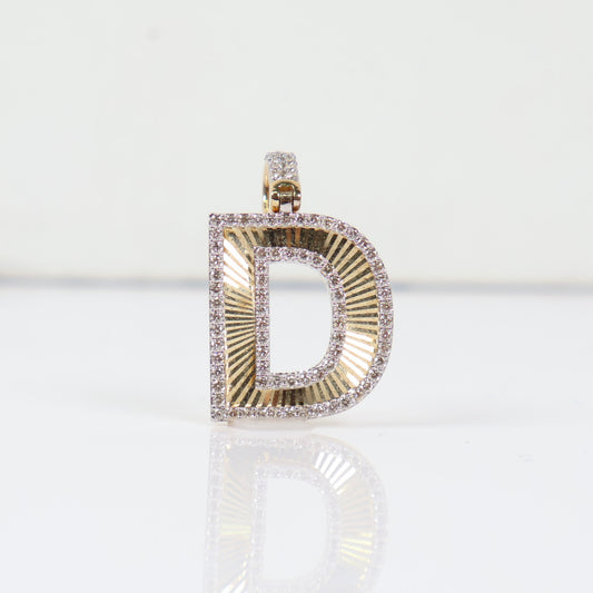 10K YG Diamond Letter D Pendant / 3.2gr / 0.8in / D-0.65Ct
