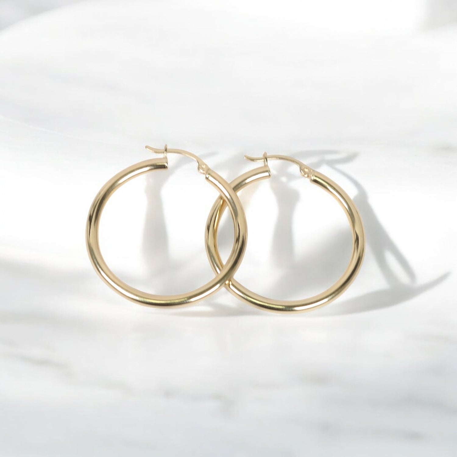 14K YG Fashion Hoop Earrings / 2.73gr / 1.4in /