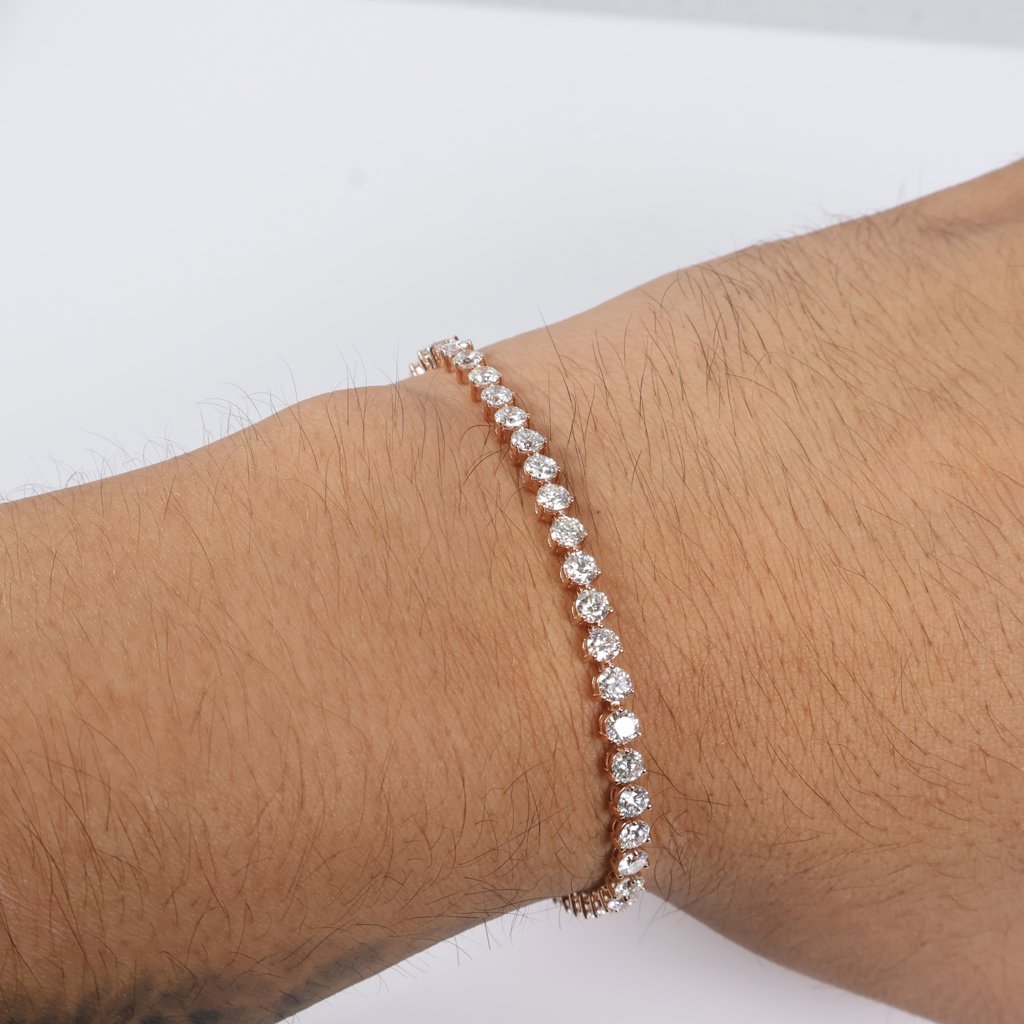 14K RG Lab Diamond Tennis Bracelet / 6.7gr / 3.8mm / 7in / 6.85Ct Lab / VS / F