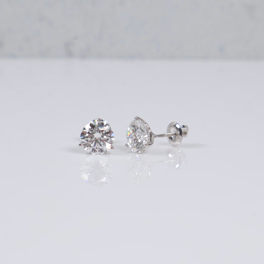 14K WG Lab Diamond Solitaire Round With Certificate Stud Earrings / 1.87gr / 8mm / 4 CTTW Lab VS  / E-F