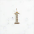 10K Yellow Gold Diamond Letter I Pendant / 3.6gr