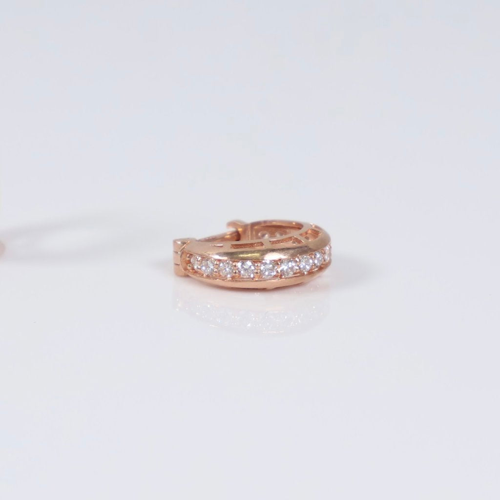 14K RG Lab Diamond Luxury Hoop Earrings / 1.8gr / 0.4in / 0.6Ct Lab Dia / H / VS