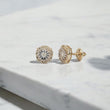 14K YG Diamond Circle Luxury Stud Earrings / 2.1gr / 8mm / 0.55Ct Dia