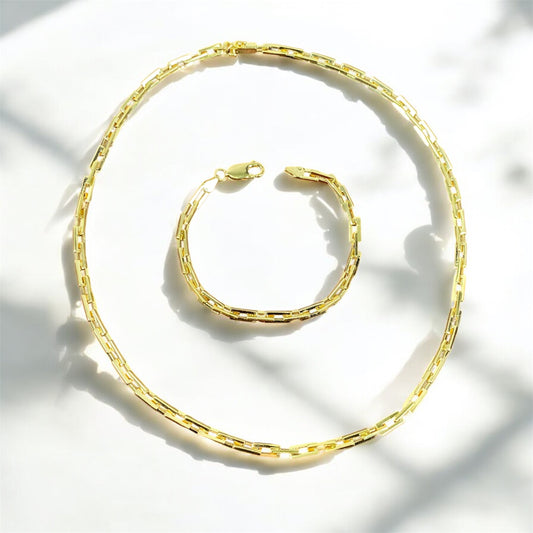 10K YG Hermes Link Set Jewelry / 33.57gr / 4mm / 6.5in / 16in /