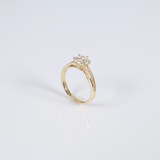 14K YG Lab Diamond Round Brilliant With Certificate Engagement Ring / 2.75gr / Sz 6 / 1Ct Lab Dia / D / VS1