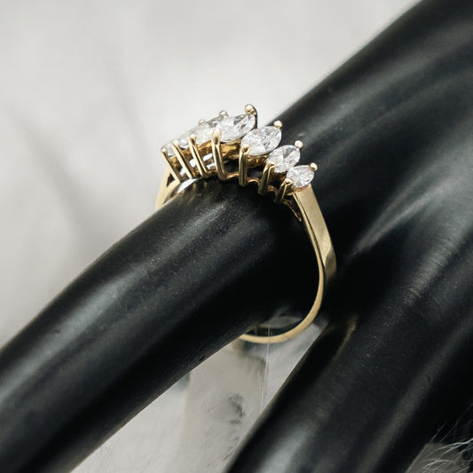 Marquise Diamonds Engagement Ring 14K Yellow Gold / 3gr / Size 8