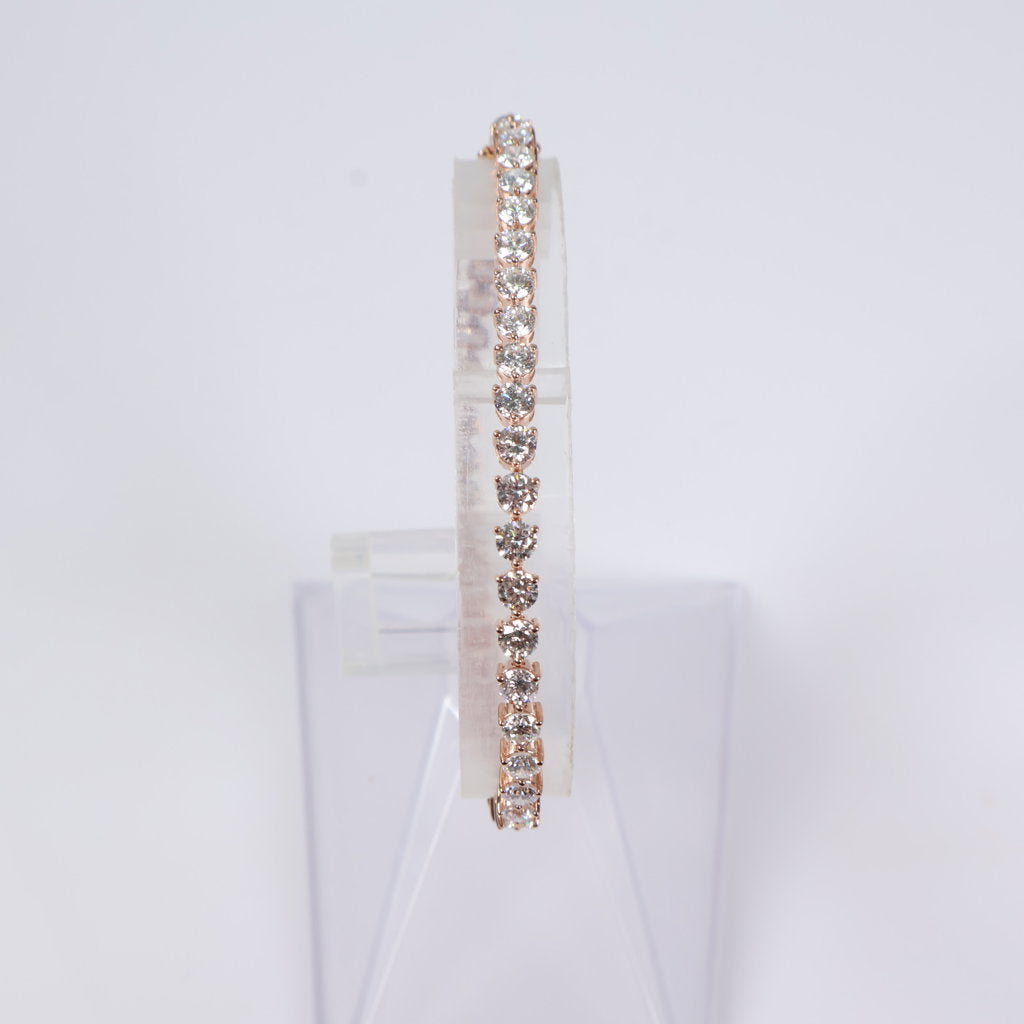 14K RG Lab Diamond Tennis Bracelet / 6.7gr / 3.8mm / 7in / 6.85Ct Lab / VS / F