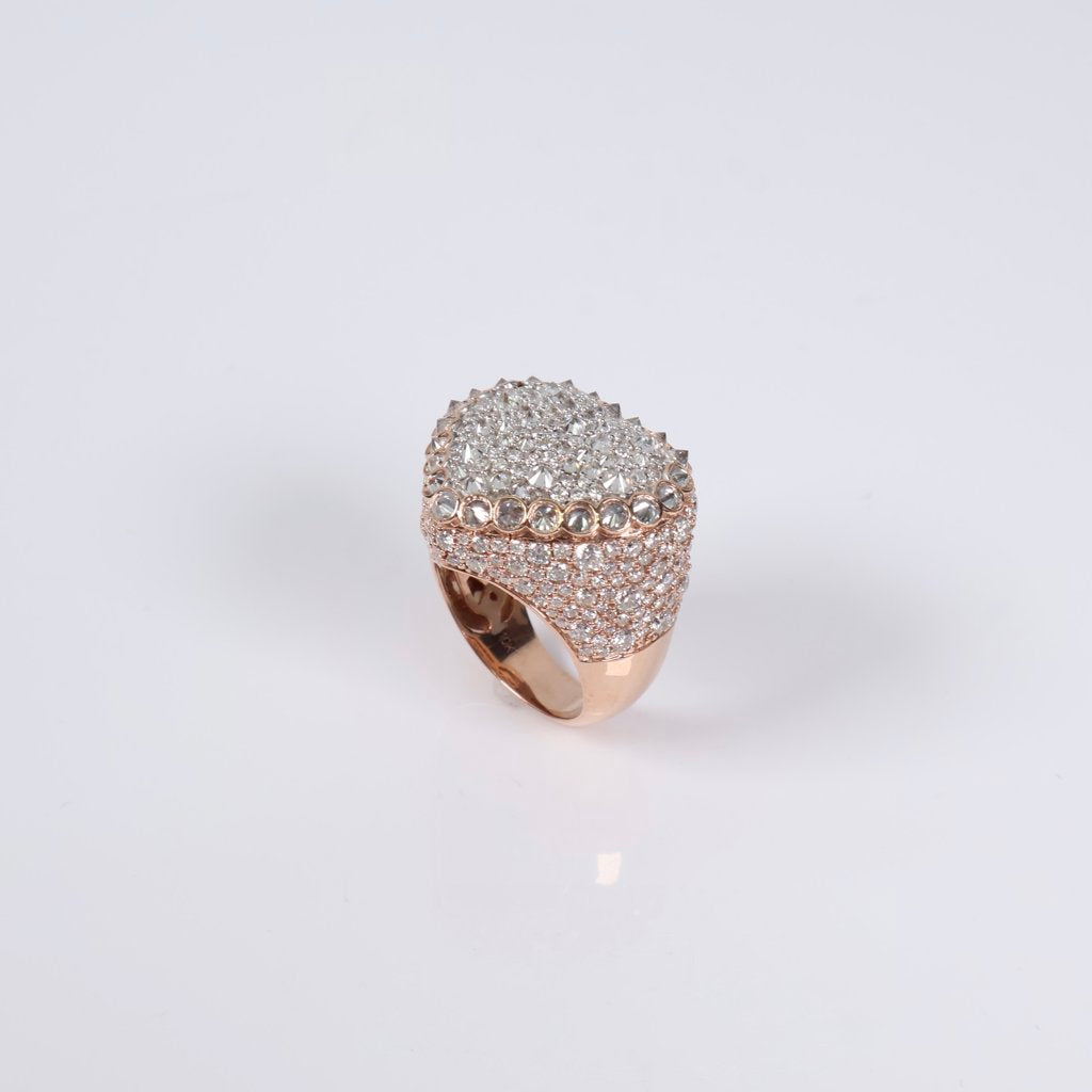 10K RG Diamond Heart Reverse Ring / 7.72gr / Sz 7 / 3.86Ct / VS2-SI / G-H