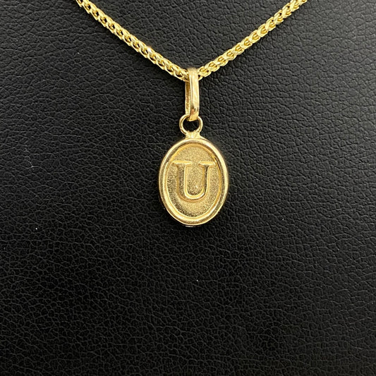 18K YG Letter U Pendant / 0.49gr / 0.6in /