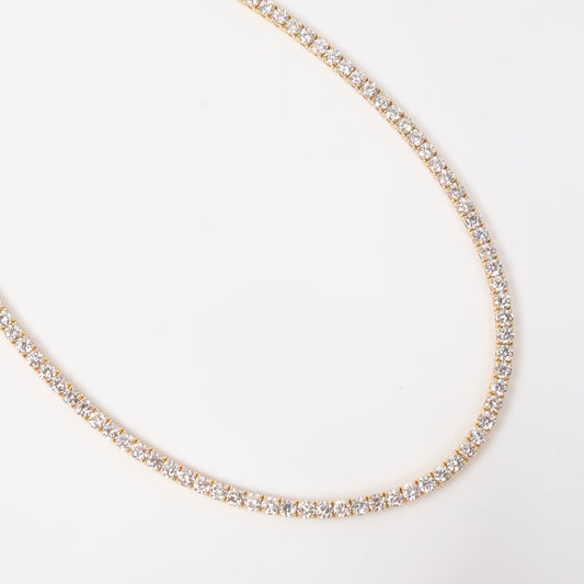 14K YG Lab Diamond Tennis Chain / 30.7gr / 4mm / 22in / CVD-28.89Ct