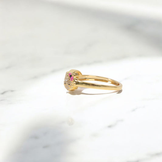10K YG Diamond HK - Letter D Rings / 2.42gr / Sz 6 3/4 / 0.14Wt Dia
