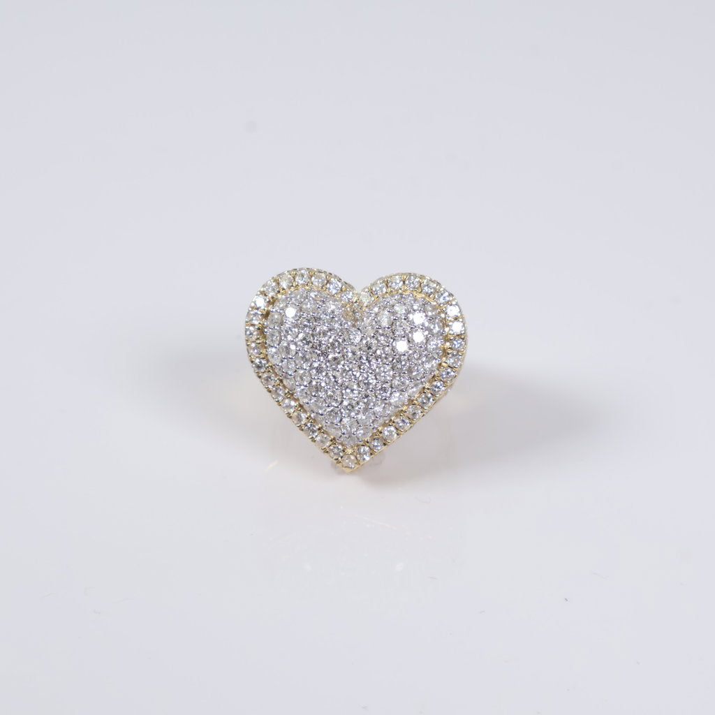 10K YG Diamond Heart Ring / 8.83gr / Sz 7 / 4.35Ct / VS2-SI / G-H