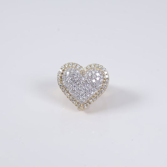 10K YG Diamond Heart Ring / 8.83gr / Sz 7 / 4.35Ct / VS2-SI / G-H