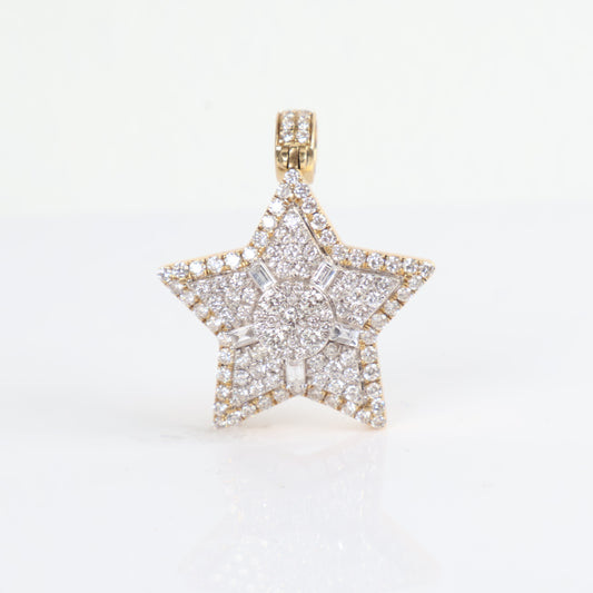 Star Pendant 14K Yellow Gold With Zirconia / 17.1gr