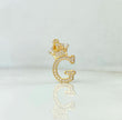 18K Yellow Gold Letter G With Crown Pendant With Zircons / 1.81gr / 1in