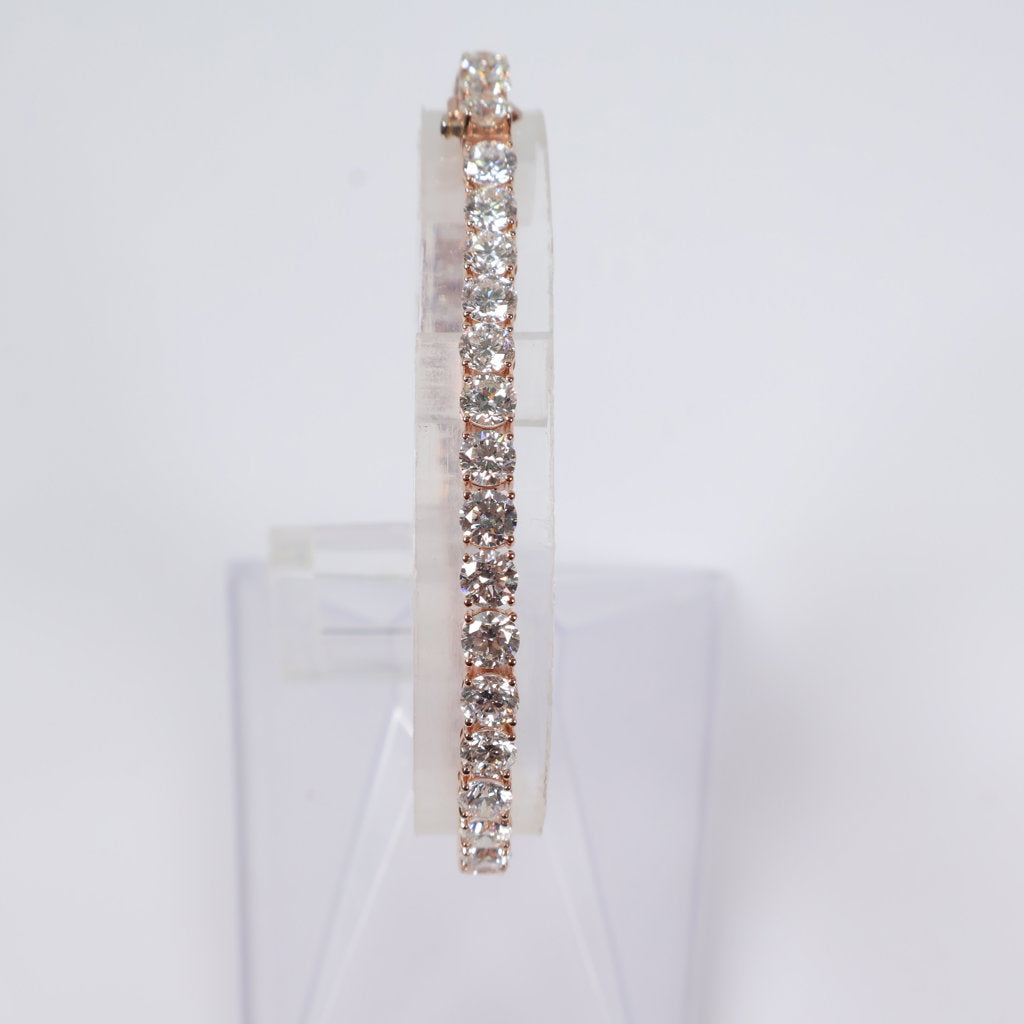 14K RG Lab Diamond Tennis Bracelet / 10gr / 4mm / 8in / 11.62Ct Lab / VS / F