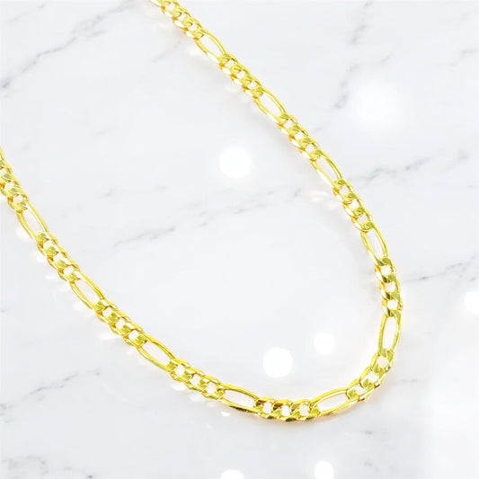 14K YG Figaro Link Chain / 36.28gr / 6.6mm / 20in /