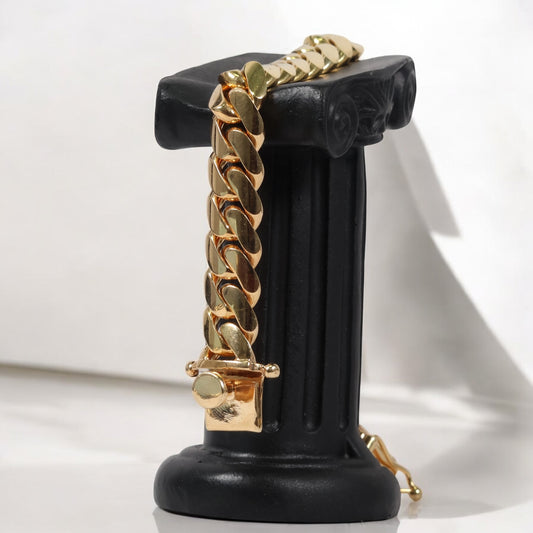 14K YG Micro Cuban Links Bracelet / 62gr / 10.1mm / 7.5in /