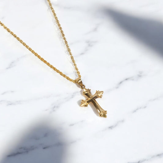 14K YG Cross Set Jewelry / 2.14gr / 1.8mm / 18in /