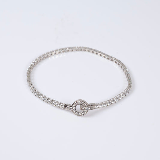 14K White Gold Luxury Bracelet With Zircons / 9.4gr / 3mm / 8in