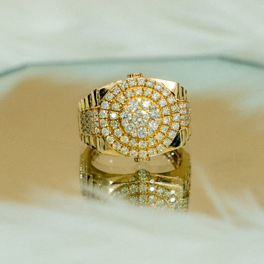 14K Yellow Gold Circle Diamond Ring 2.25Ct / 9gr / Size 10