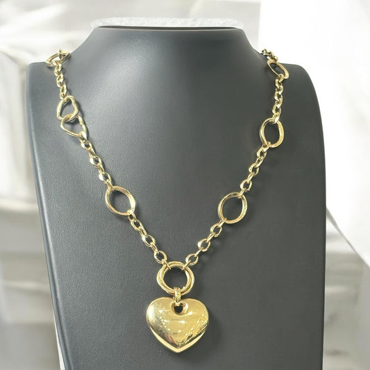 14K Yellow Gold Heart Jewelry Set / 19.5gr / 5.1mm / 18 Y 8in