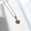 18K Yellow Gold Letter T Bordered Circle Jewelry Set Chain Box Link / 3.16gr / 1mm / 15.5in