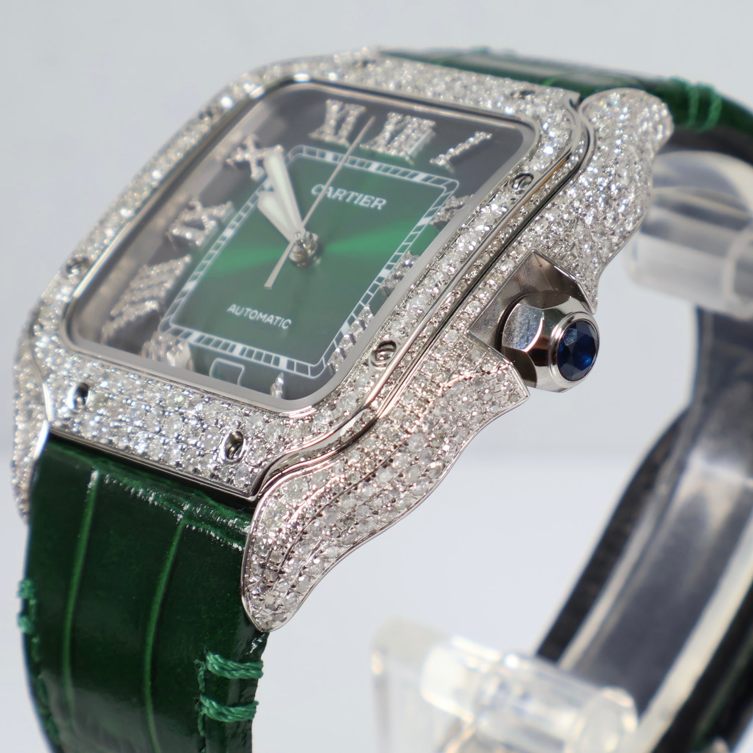 Cartier Santos Green Bustdown Watch / XL /