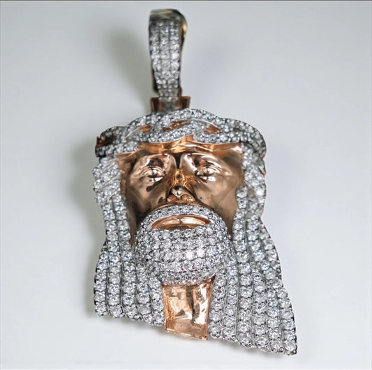 Jesus Pendant 14K Rose Gold With Diamond 2,95ct / 15.3gr