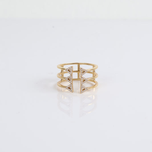 Women Ring 14K Yellow Gold With Diamonds / 3.7gr / Size 8.5