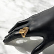 14K Yellow Gold Heart Ring With Zirconia / 4.7gr / Size 6