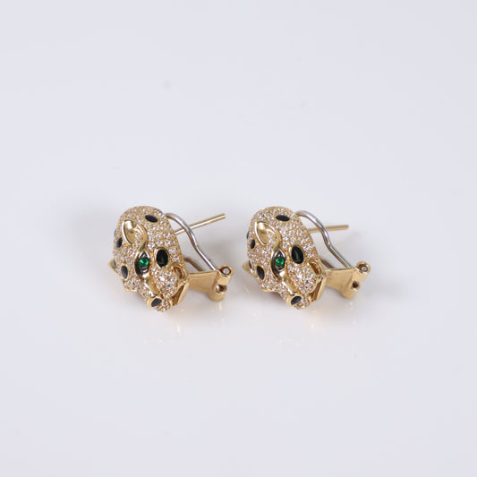 14K Yellow Gold Jaguar Stud Earrings / 8.3gr