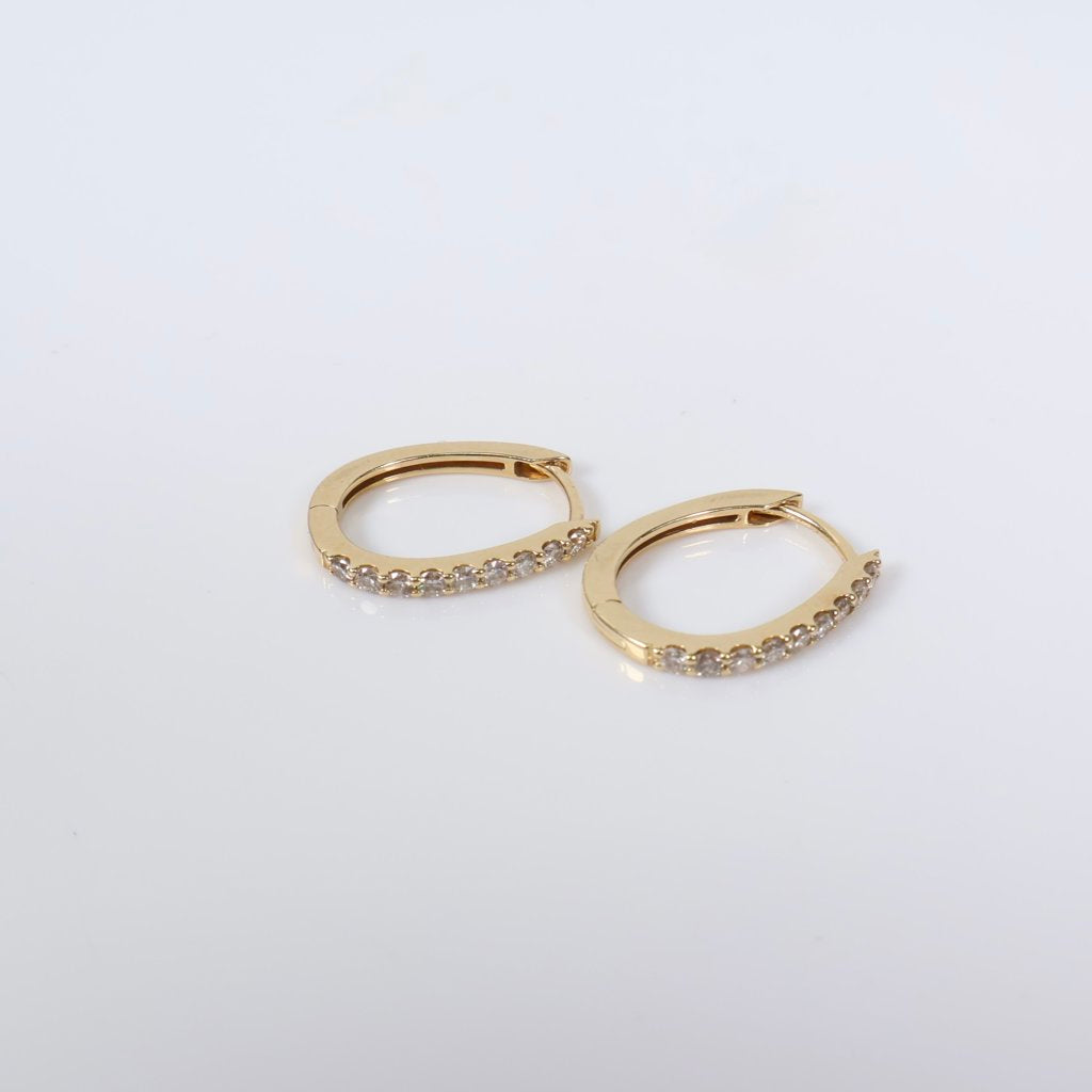 14K YG Diamond Fashion Hoop Earrings / 2.5gr / 0.6in / 0.50Ct Dia