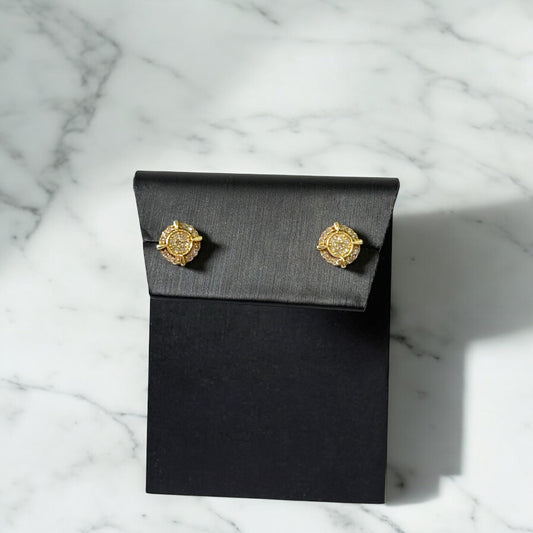 14K Yellow Gold Diamond Fashion Stud Earrings 0.21Ct / 1.4gr