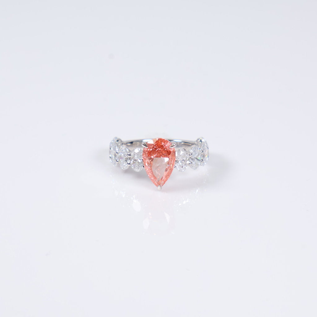 14K WG Lab Diamond Pear Brilliant Engagement Ring / 4.16gr / Sz 6 / 6.65Ct Lab / VS / F