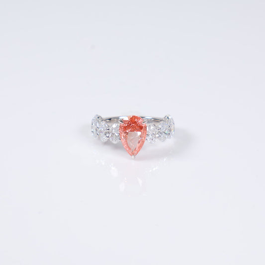 14K WG Lab Diamond Pear Brilliant Engagement Ring / 4.16gr / Sz 6 / 6.65Ct Lab / VS / F