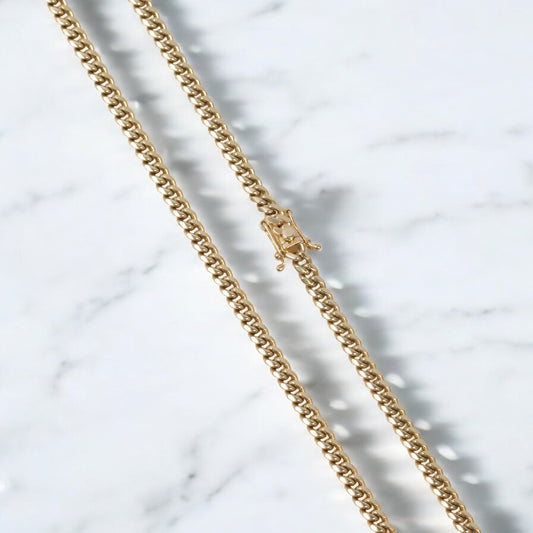 10K YG Micro Cuban Links Chain / 32.15gr / 4.5mm / 21in /