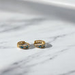 14K Yellow Gold Luxury Huggie Hoop Earrings With Sky Blue Zircons / 1gr