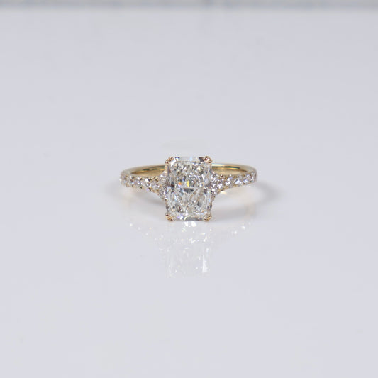 14K YG Lab Diamond Radiant Brilliant With Certificate Engagement Ring / 2.34gr / Sz 6.5 / 2.49 CTTW Lab VS / E-F