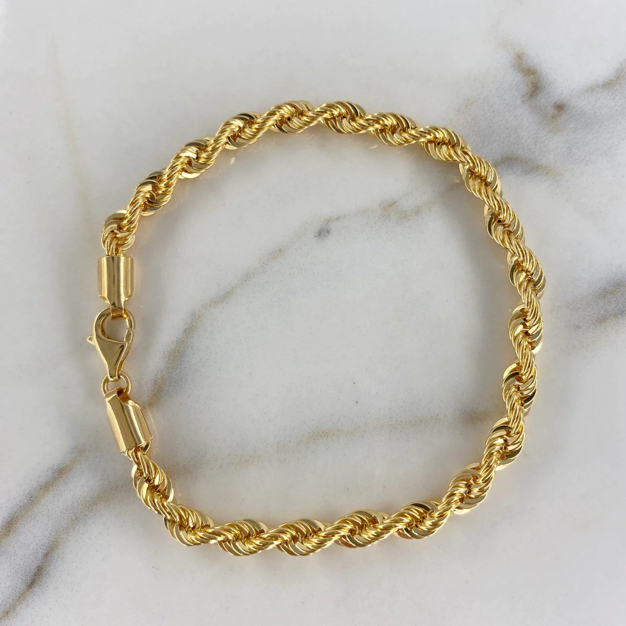 18K Yellow Gold Rope Bracelet / 5gr / 4.3mm / 7.5in