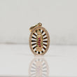 18K YG Virgin Of Guadalupe Pendant / 4.5gr / 1in / Green-Fucshia-White Zircons