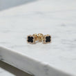 14K YG Black Clover Stud Earrings / 1.35gr / 8mm / 0.18Ct Dia