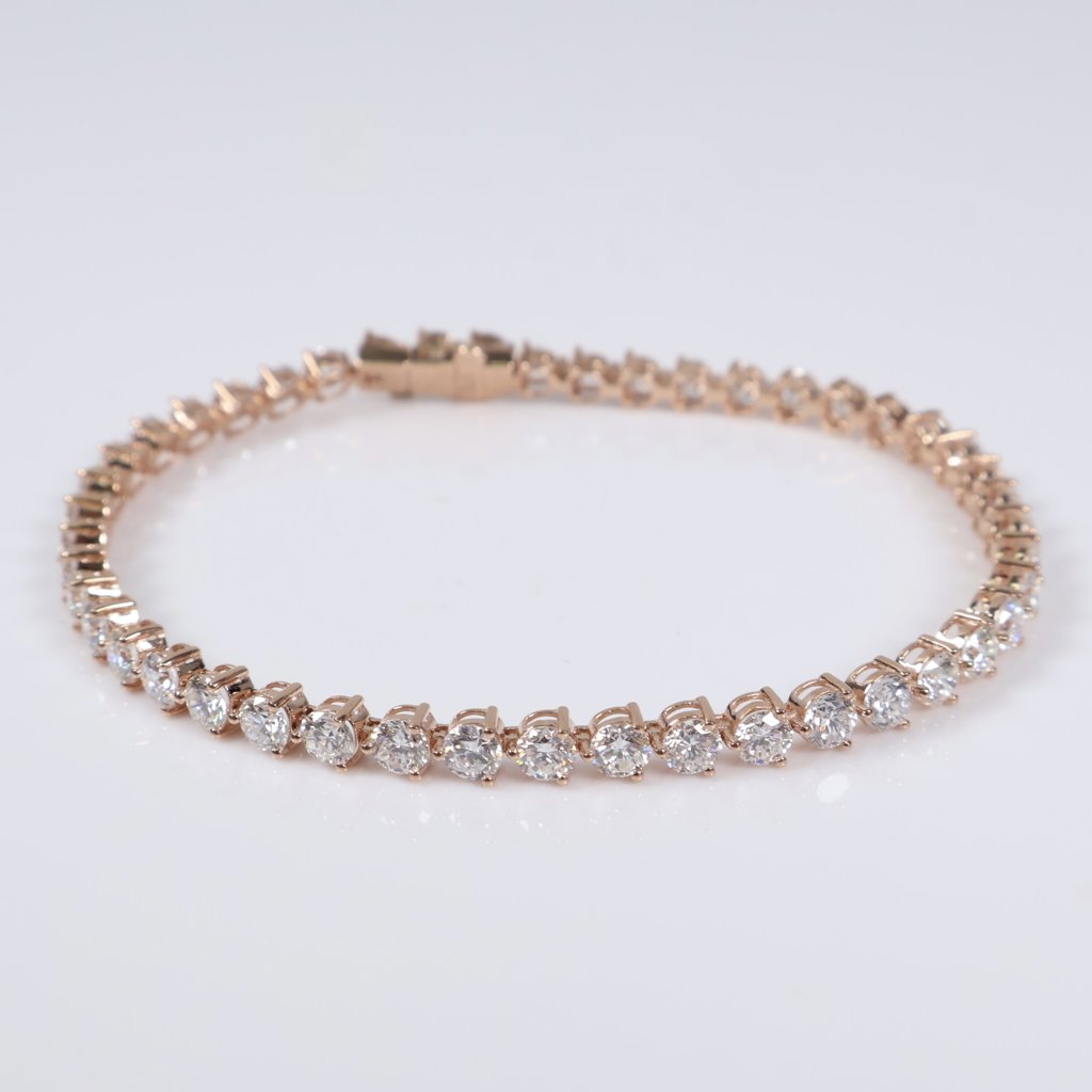 14K RG Lab Diamond Tennis Bracelet / 6.7gr / 3.8mm / 7in / 6.85Ct Lab / VS / F