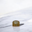 18K Yellow Gold Green Mesh Ring With Zircons / 5.4gr / Size 7 1/4