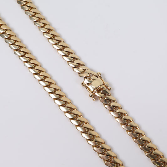 14K YG Cuban Links Chain / 123.9gr / 9mm / 22in /