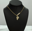 10K Yellow Gold Letter P Pendant With Diamond 0.48Ct / 4.5gr