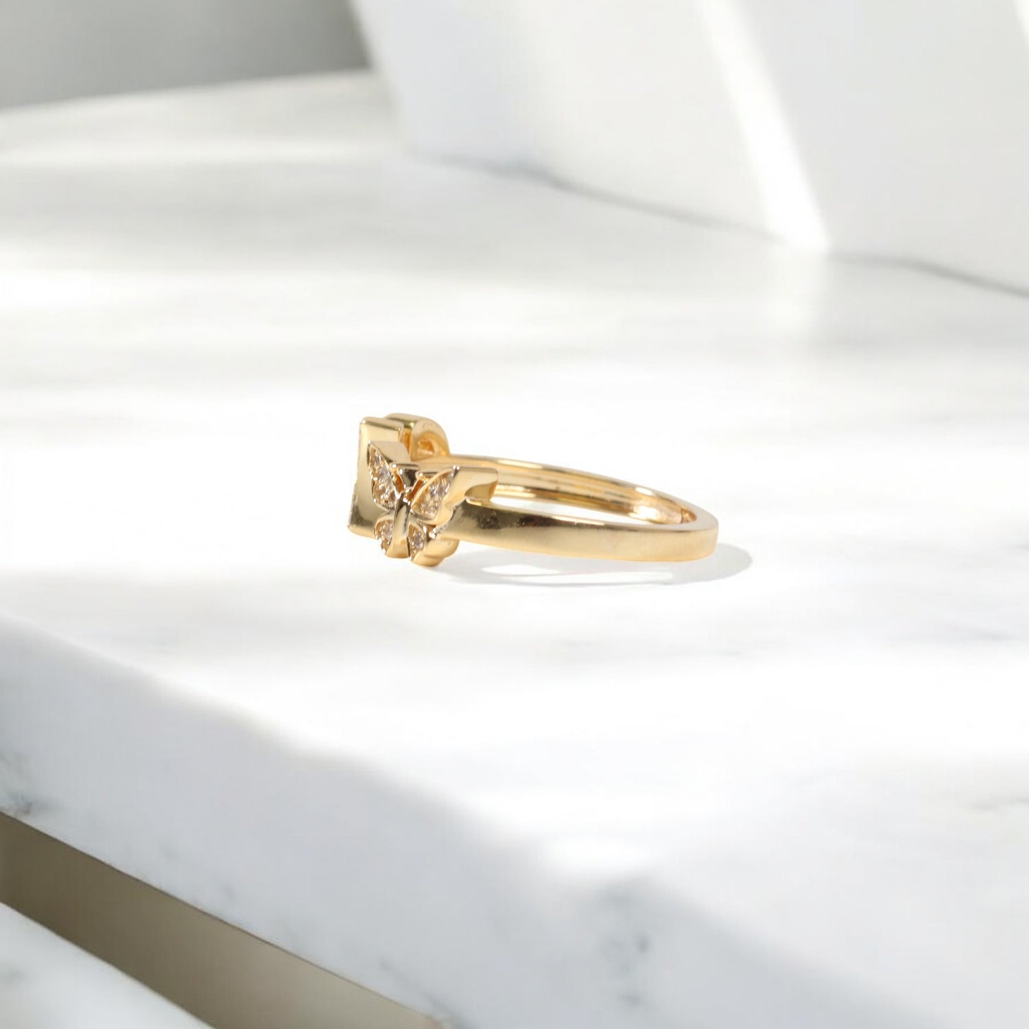 10K YG Diamond Butterfly - Letter H Rings / 2.35gr / Sz 6.5 / 0.1Wt Dia