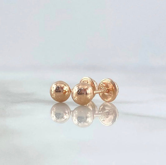 18K Rose Gold Smooth Ball Stud Earrings / 0.9gr / 8mm