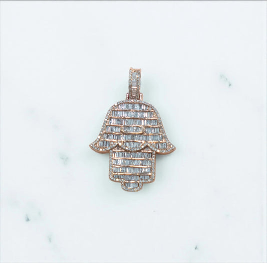 10K Rose Gold Hand Diamond Pendant 2.26Ct / 7.1gr
