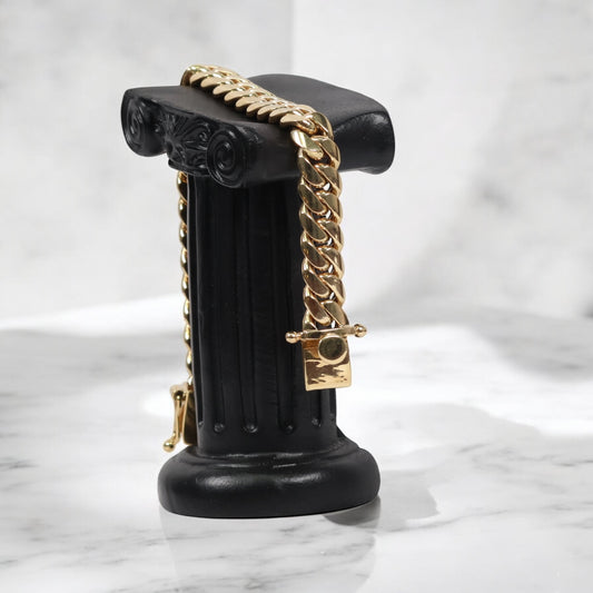 10K YG Micro Cuban Bracelet / 57.2gr / 10mm / 8in /